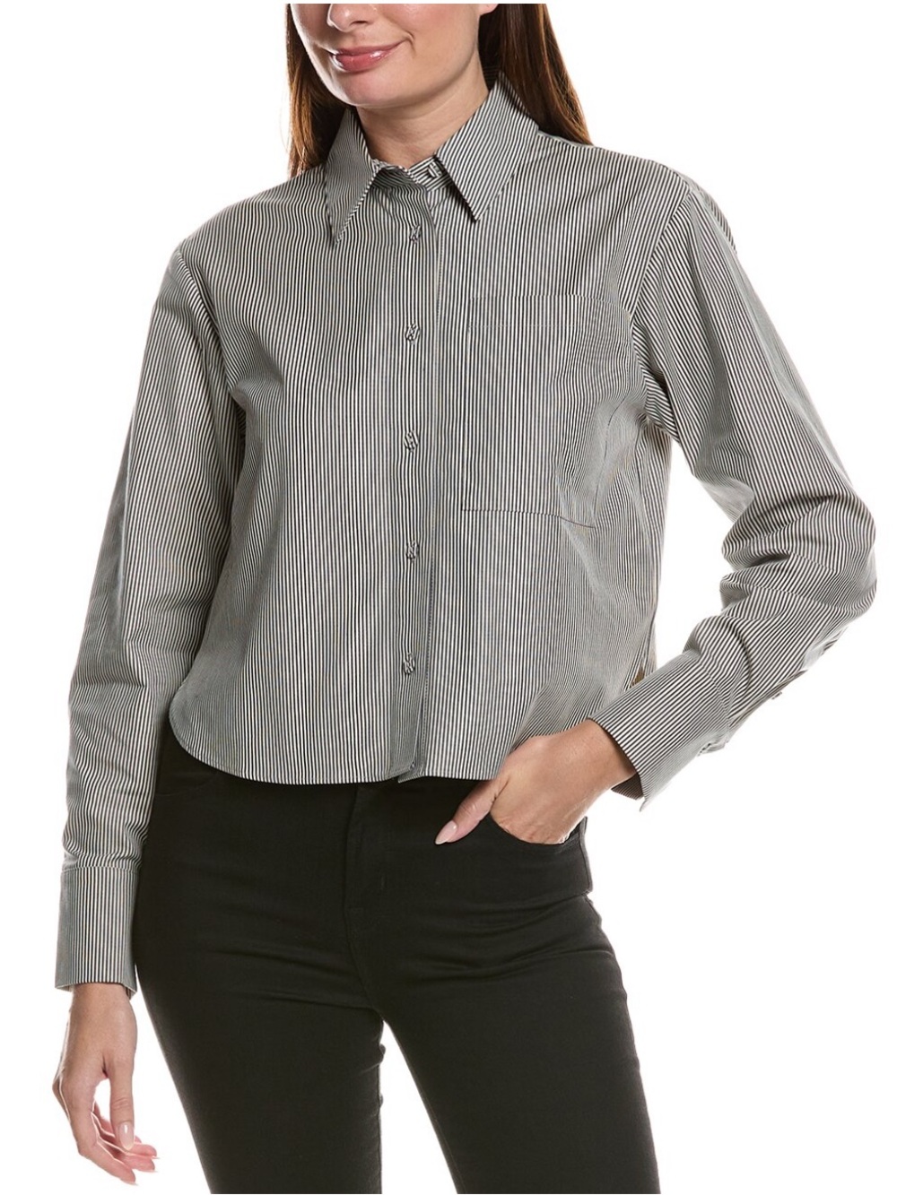 Proenza Schouler White Label olive pinstripe cropped